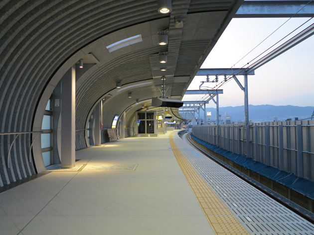 View of west side of platform (Evening scene)