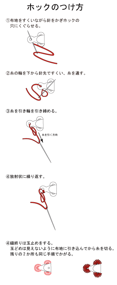 ホックのつけ方 左利き 武庫川女子大学家庭科教材