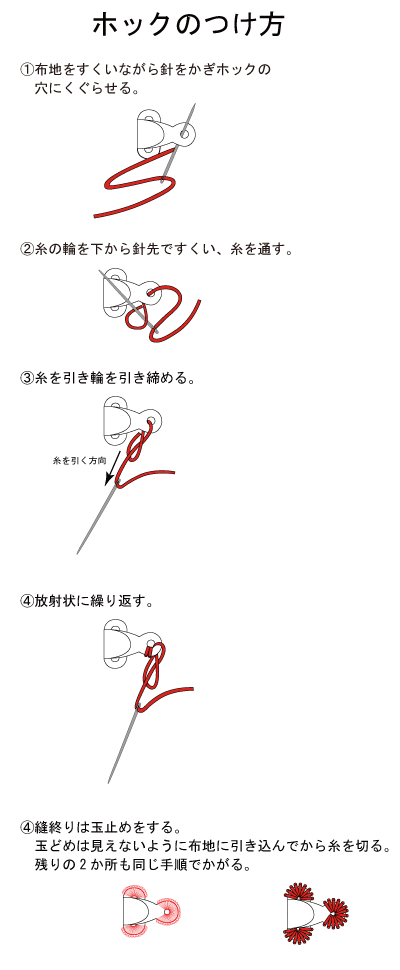 ホックのつけ方 右利き 武庫川女子大学家庭科教材